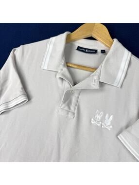 Psycho Bunny Polo Shirt Gray Pima Cotton Embroidered Logo Size 5 Preppy Designer